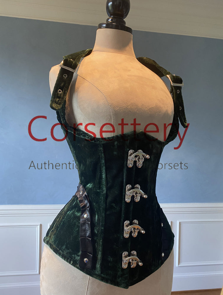 Vest corset in steampunk style from velvet with high back. Gothic  Victorian, steampunk affordable corset