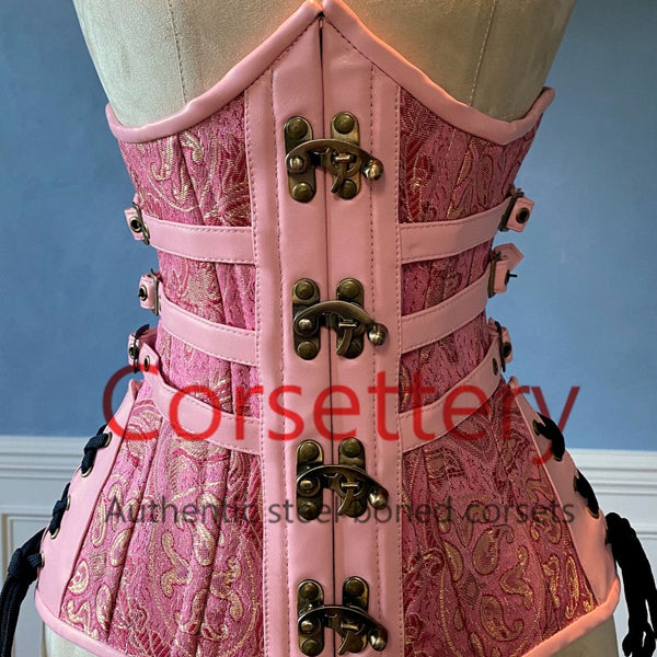 Authentic double row steel boned underbust corset from lambskin