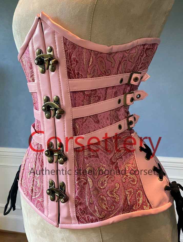 Plum and Gold Brocade Corset, Hourglass Silhouette, Long – Timeless Trends