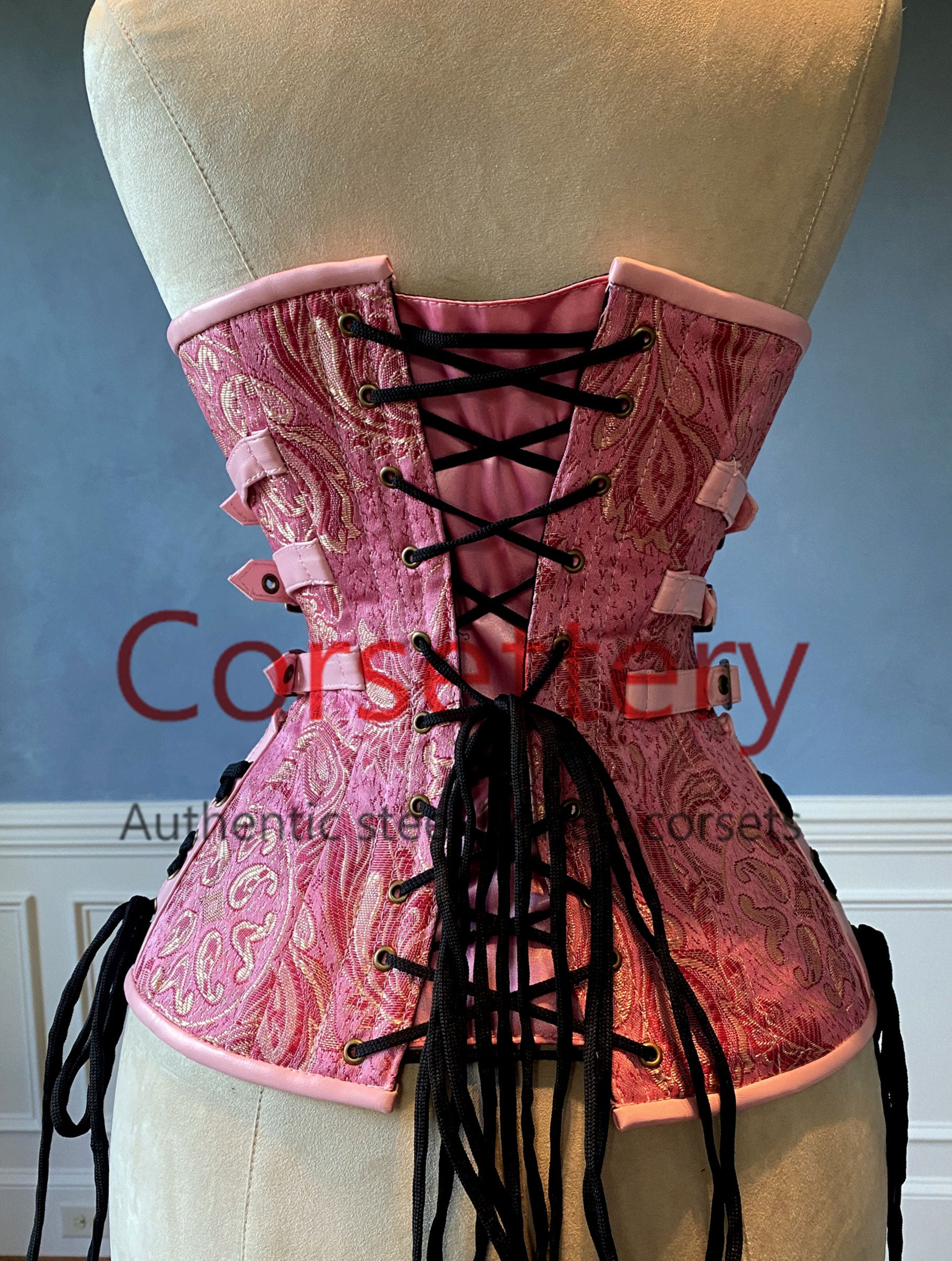 Ladies Rose Embroidery Corset Bustier Strapless Boned Waist