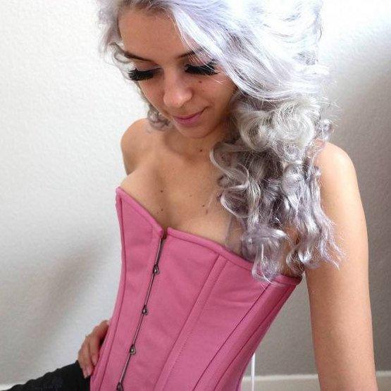 Hand dyed real leather steel-boned authentic bespoke corset inspired by  Kandinsky art