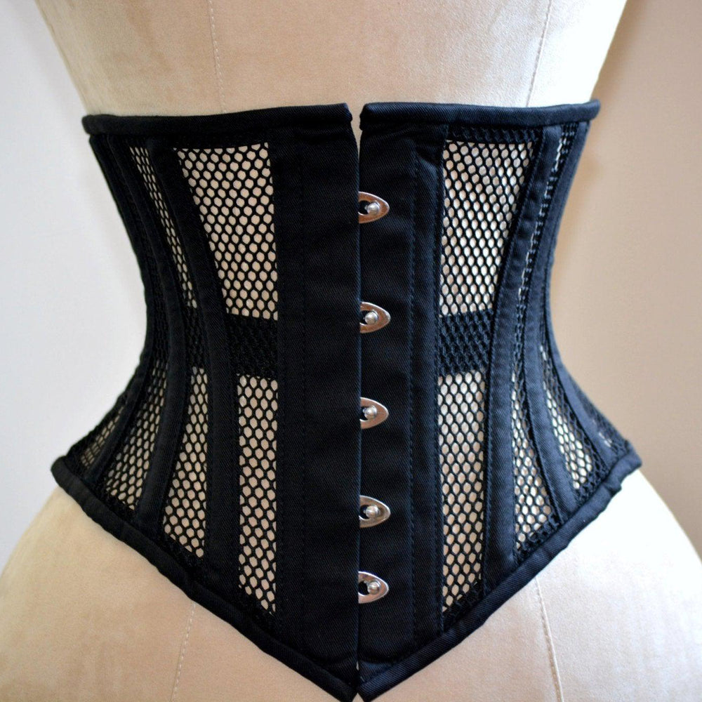 
                  
                    Real steel boned underbust underwear corset from transparent mesh and cotton. Ready to ship
                  
                