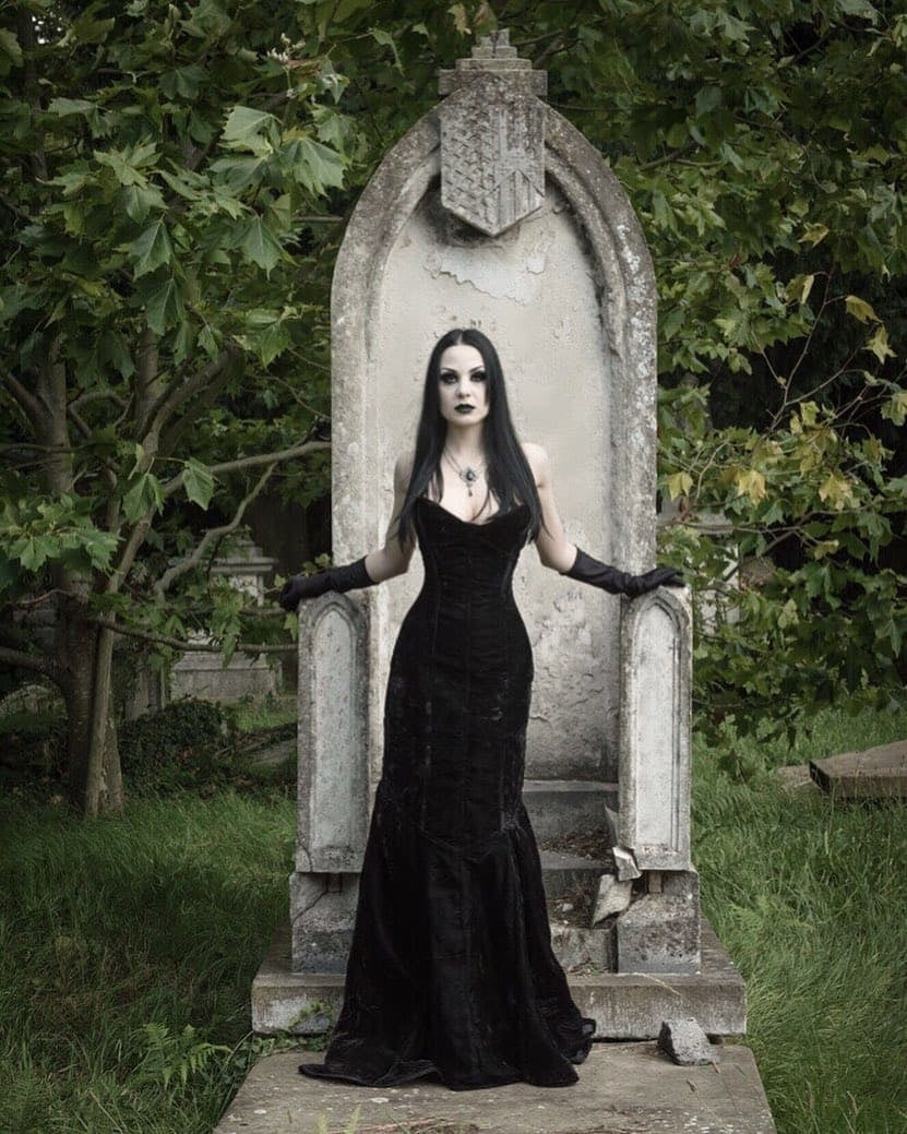 Black Velvet & Lace Gothic Corset Dress - Prom