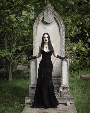 Mermaid long velvet corset dress. Gothic, steampunk velvet dress, vampire dress Corsettery