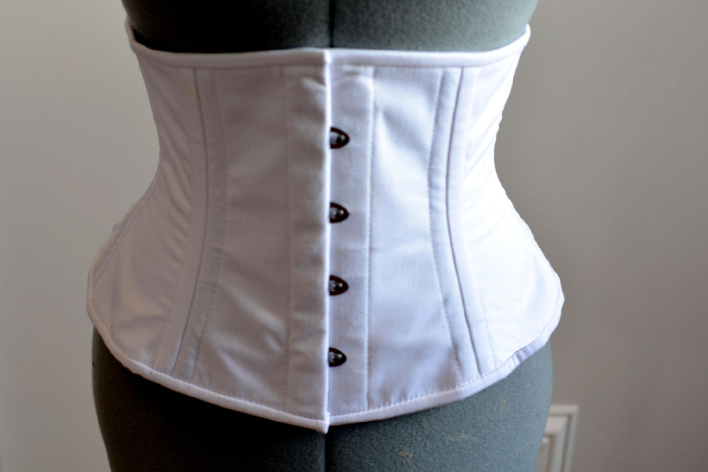 
                  
                    Real double row steel boned waist corset from cotton. Waist training fitness edition, vintage, everyday, tight lacing, steampunk, bespoke Corsettery
                  
                