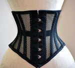 Fait sur mesure authentique corset de sous-vêtements en acier désossé en maille transparente et coton