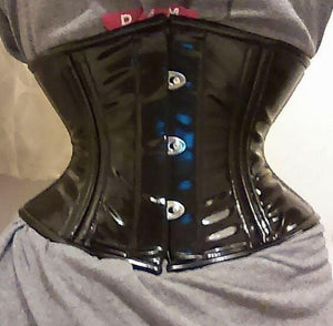 Real double row steel boned waspie corset from PVC. Tight lacing corset Corsettery