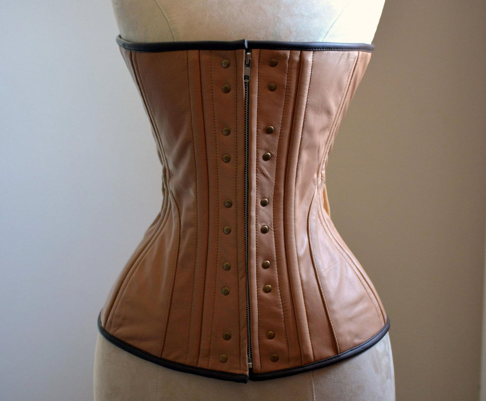 Cosplay waist corset belt from high quality leather on steel bones