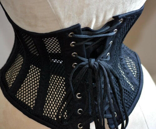 
                  
                    Made to measures authentic steel boned underbust underwear corset from transparent mesh and cotton Corsettery
                  
                