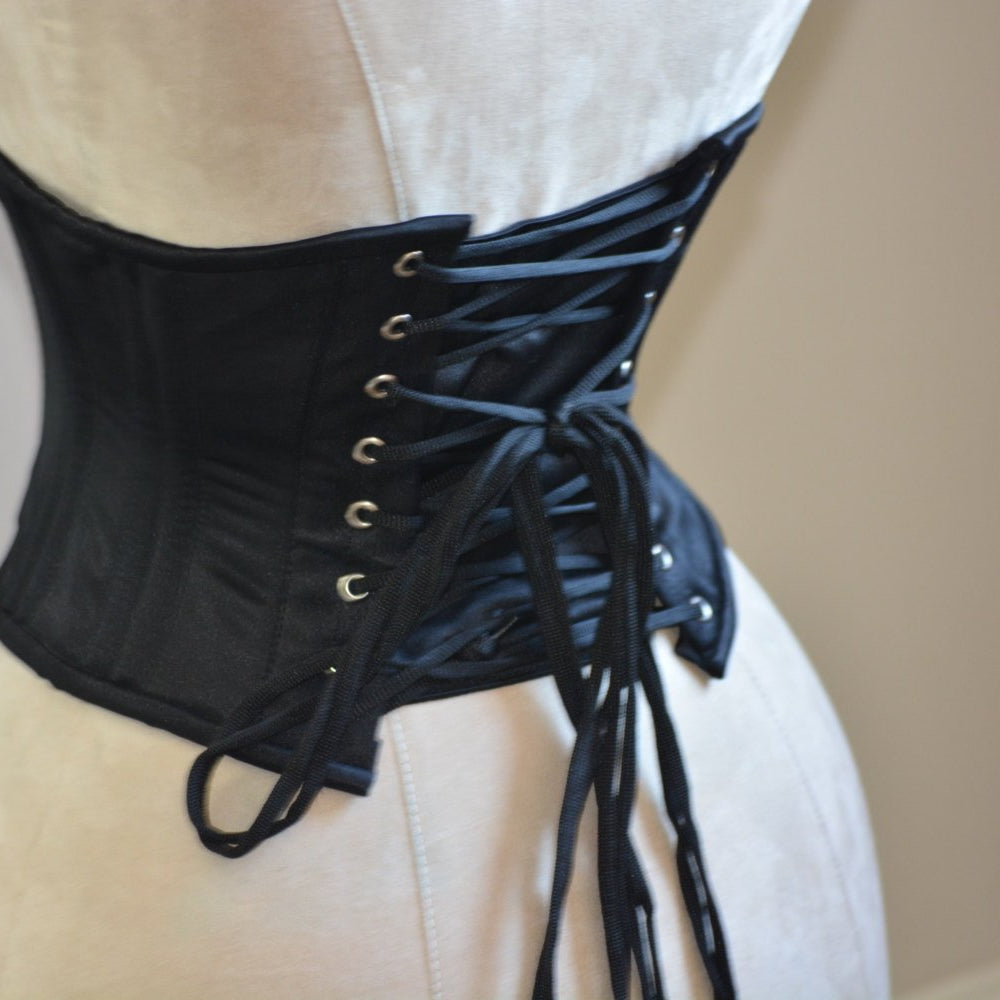 Shiny PVC gothic steel-boned authentic waspie corset for tight