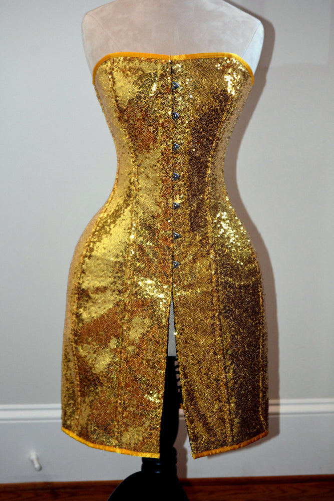 Exclusive shiny corset in caftan style, golden, silver, red, black available.