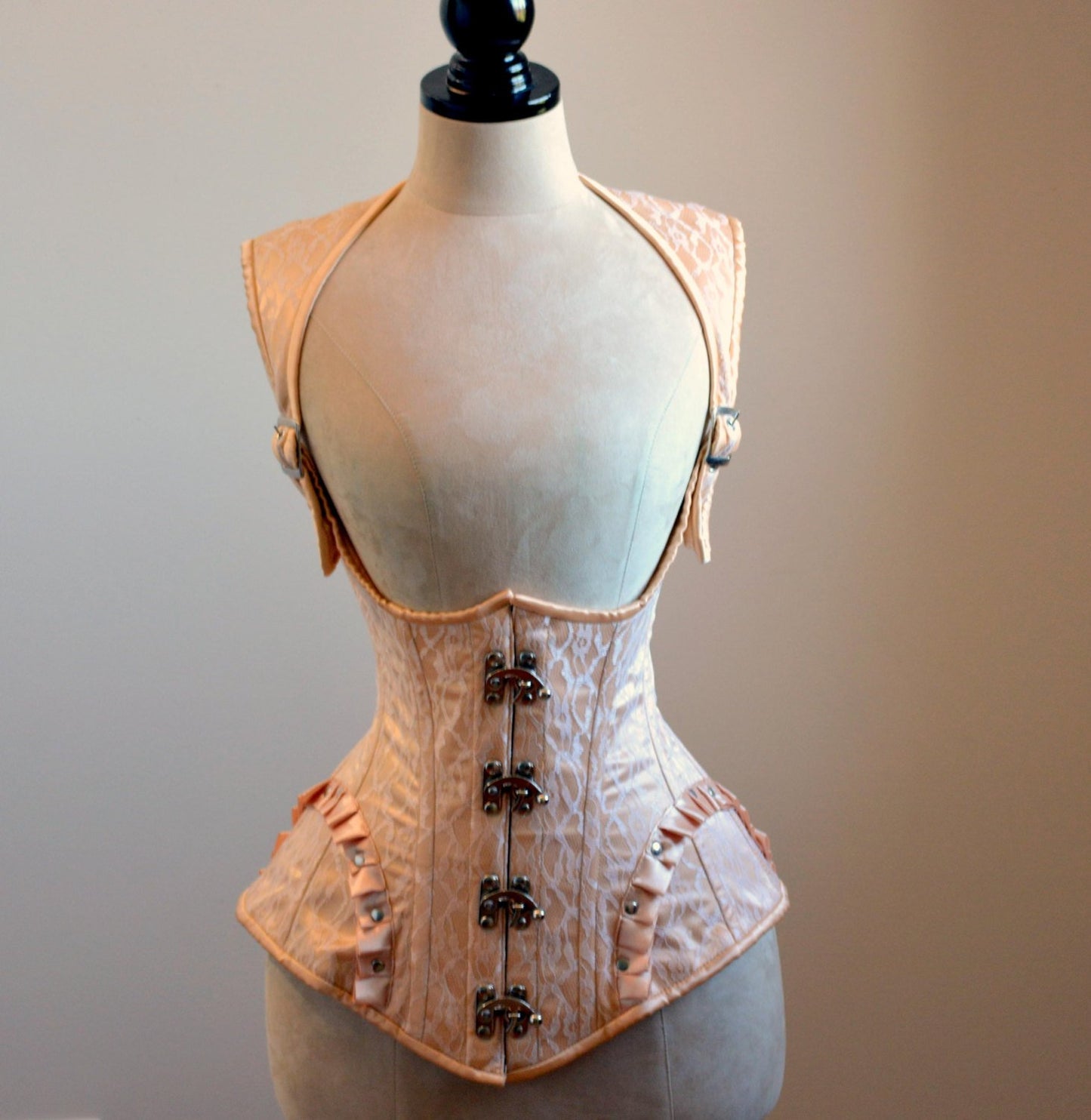 Vest corset in steampunk style with high back. Gothic Victorian, steampunk affordable corset Corsettery
