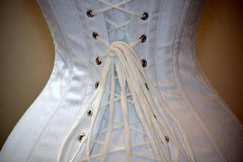 Authentic vintage cotton overbust corset, black or white. Steel boned custom made cotton corset Corsettery