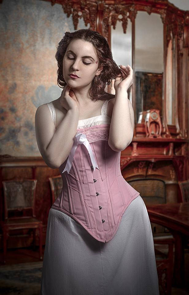 Historical cotton corset: Edwardian cotton overbust corset. Steelbone custom made corset, renaissance, gothic, steampunk, bespoke, victorian Corsettery