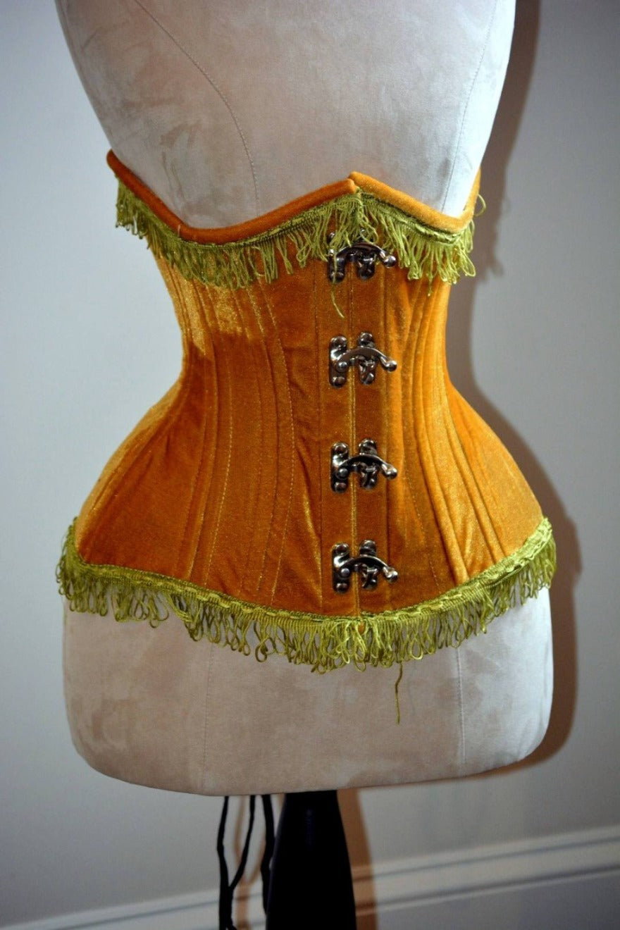 Double row steel boned authentic underbust velvet corset. Western collection Hourglass waist training corset, coachella, exclusive steampunk corset, burlesque Corsettery