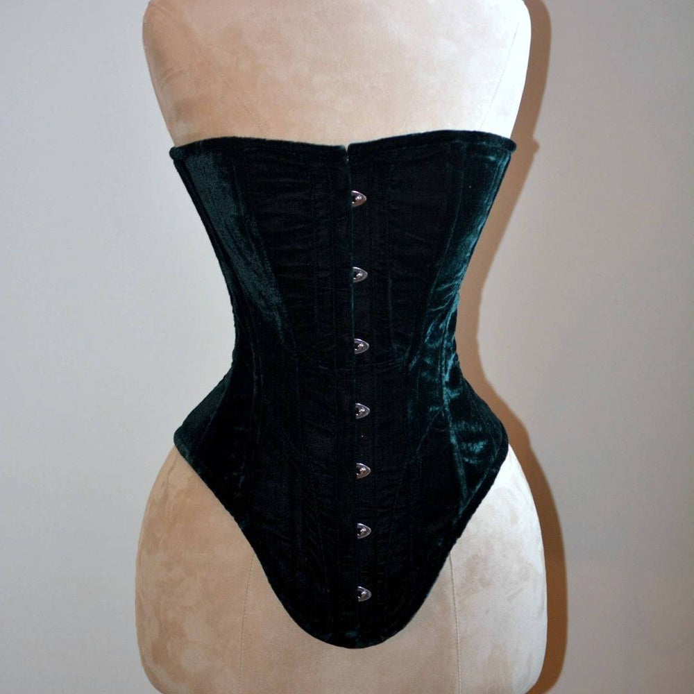 Classic overbust velvet leopard cheetah authentic steel-boned corset.  Bespoke made to your measurements. Affordable cheap waist training, Corsettery  Authentic Corsets USA