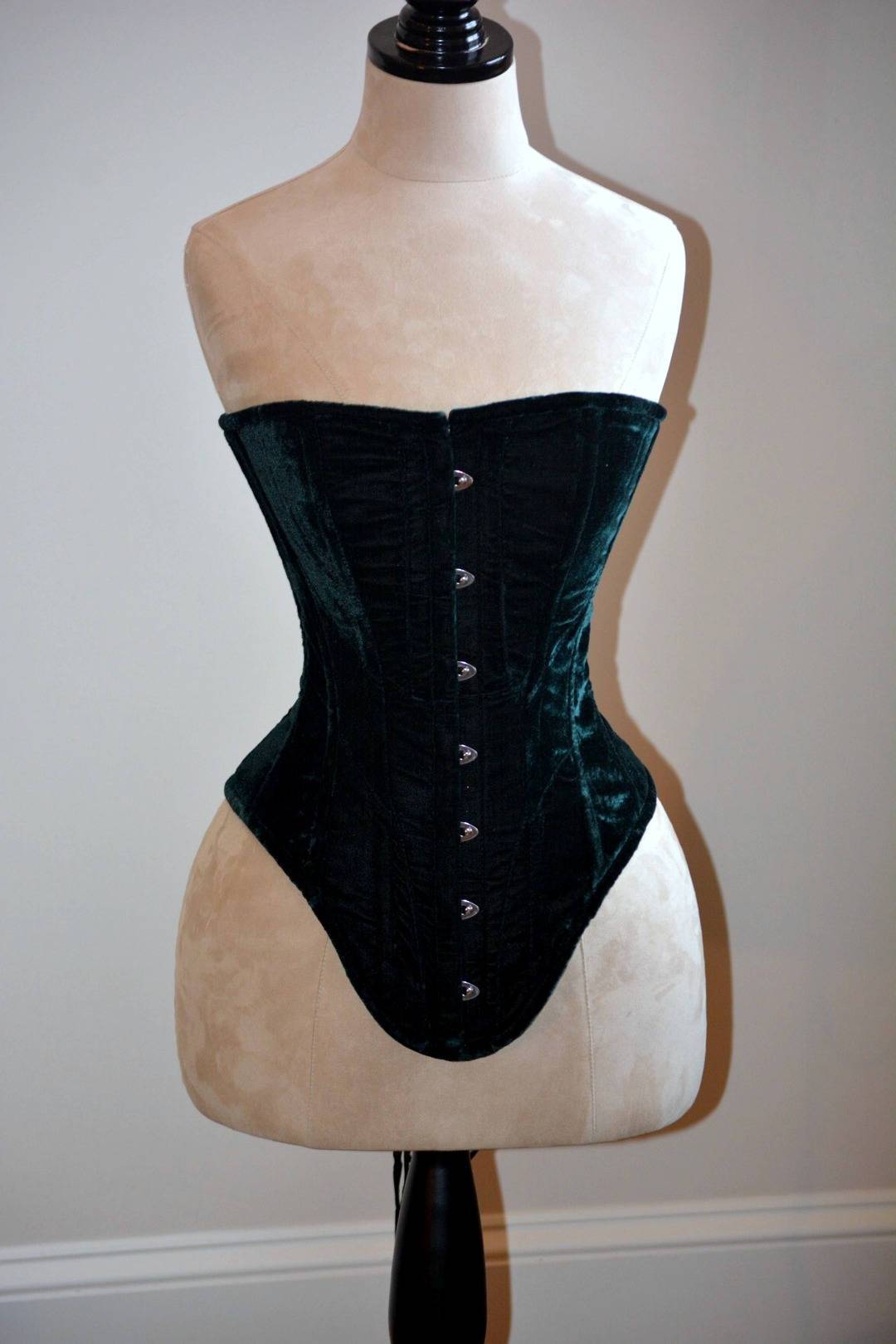 Exclusive long peplum corset from taffeta. Wedding, bridal, steampunk,  gothic corset