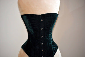 Historical velvet corset: Edwardian overbust corset. Steelbone custom made corset, renaissance, gothic, steampunk, bespoke, victorian Corsettery