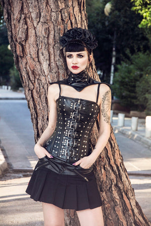 black leather corsets