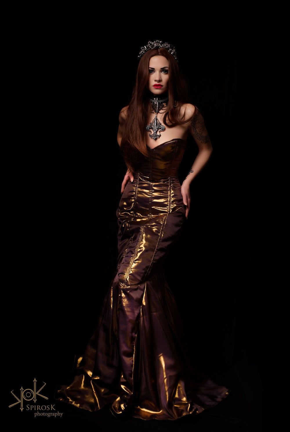 Mermaid long shiny corset dress from 