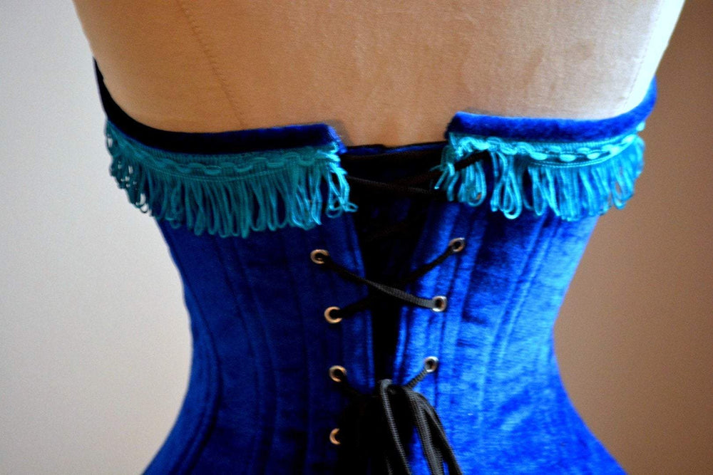 Green velvet exclusive corset from Western Collection, steampunk, burlesque, circus cosplay, authentic waisttraining, gift, pirate Corsettery