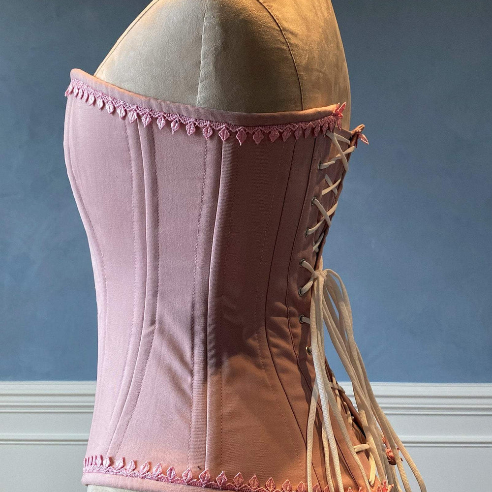 
                  
                    Authentic cotton corset: vintage pink cotton overbust corset Corsettery
                  
                
