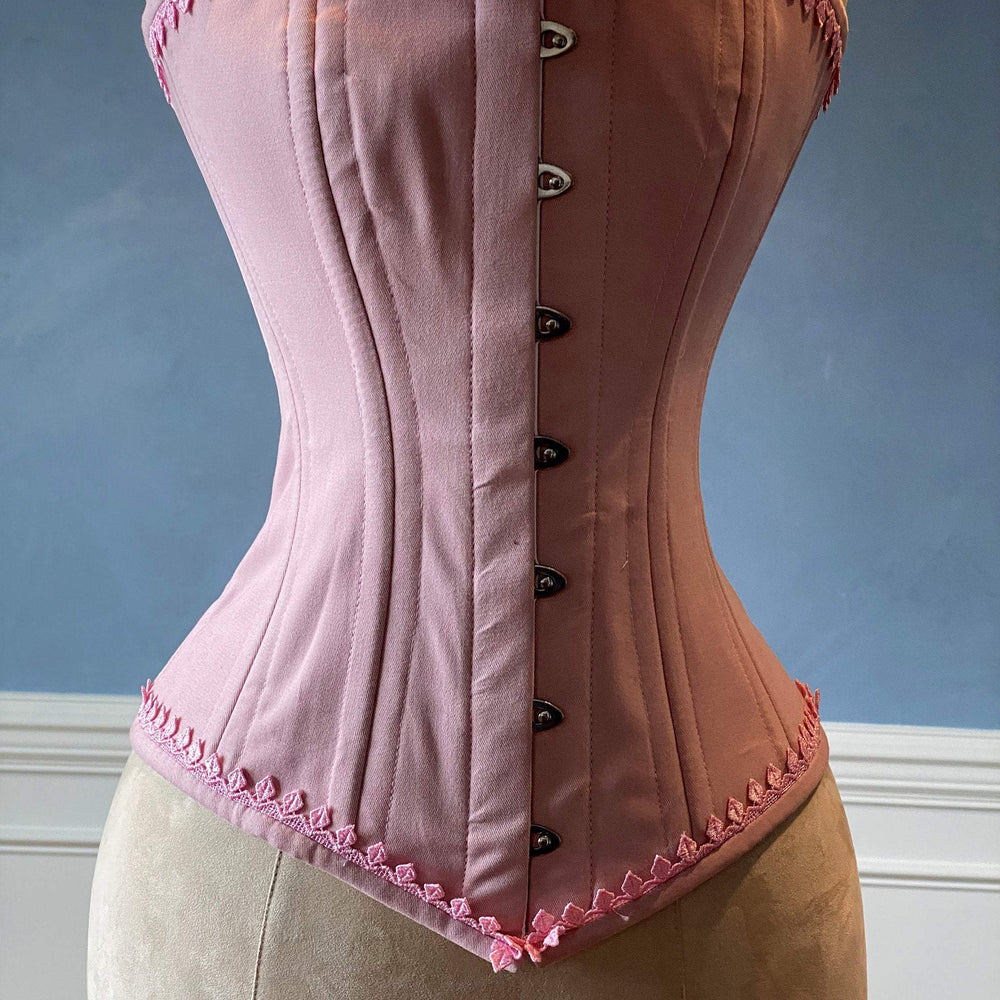 Authentic cotton corset: vintage pink cotton overbust corset