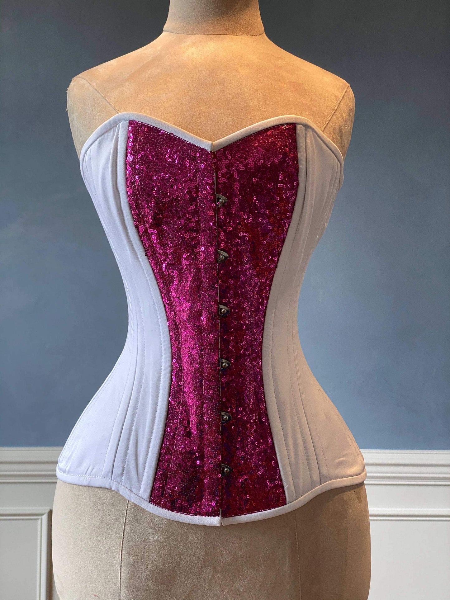 Real steel boned underbust underwear pink corset from transparent