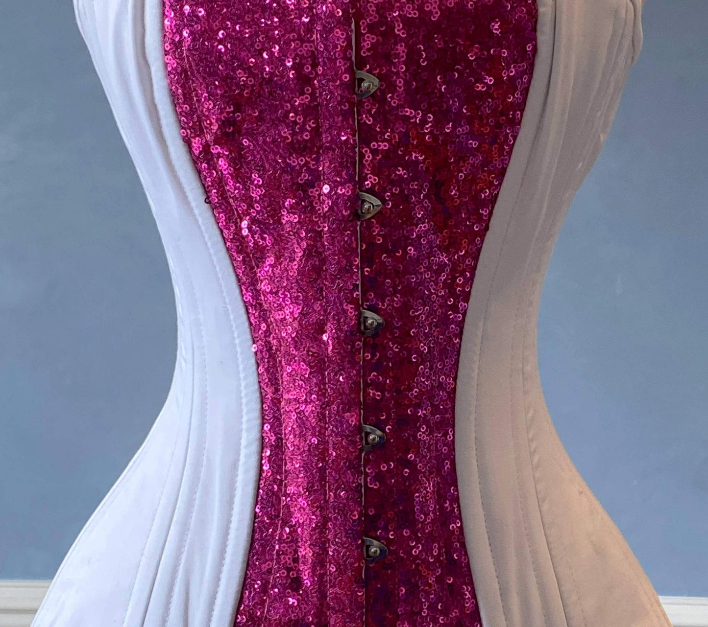 
                  
                    Tuna Sushi shiny sequins and cotton overbust authentic corset with long hip-line. Steel-boned corset for tight lacing, wedding, valentine Corsettery
                  
                