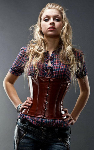Real leather waist steel-boned authentic corset, different colors. Leather corset for tight lacing Corsettery