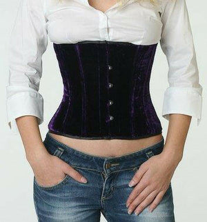 Authentic steel-boned velvet waist corset, different colors Corsettery