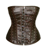 Lambskin steampunk style overbust corset with metal (brown and black).
