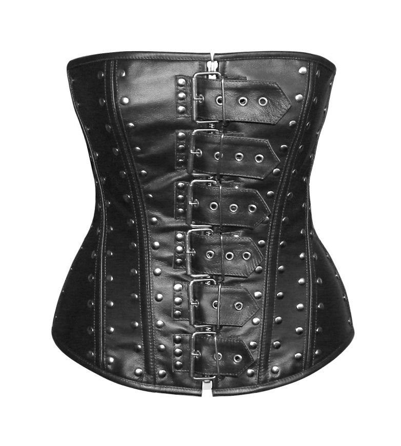 Fake snake leather Edwardian pattern PVC corset featured in
