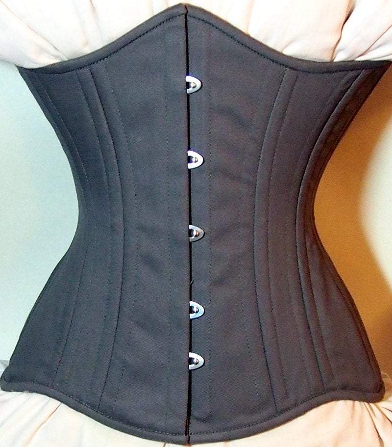 Real double row steelboned underbust cotton corset. Waisttraining fitness edition. Comfortable made to measures corset for waisttraining Corsettery