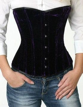 Authentic vintage cotton overbust corset, black or white. Steel
