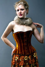 Velvet halfbust steel-boned authentic heavy corset, different colors. Classic Victorian design for steampunk