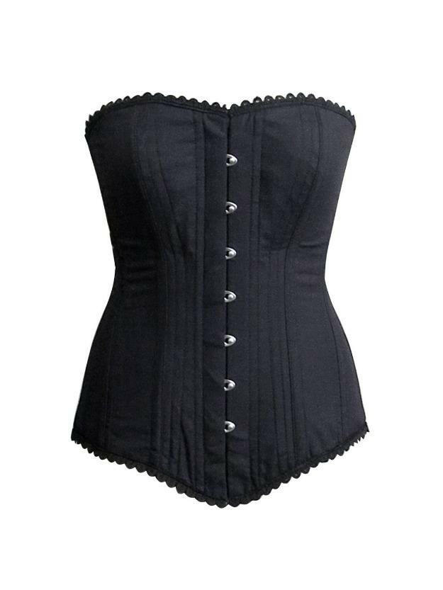 
                  
                    Authentic vintage cotton overbust corset, black or white. Steel boned custom made cotton corset Corsettery
                  
                
