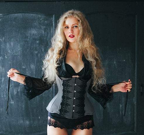 Exclusive corset covered by laces. Lace Addicted Corsettery collection. Underbust steel-boned authentic corset with steel bones
