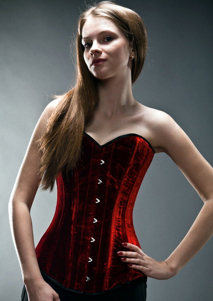 Exclusive long velvet corset, black, rust, blue, red, green available. –  Corsettery Authentic Corsets USA
