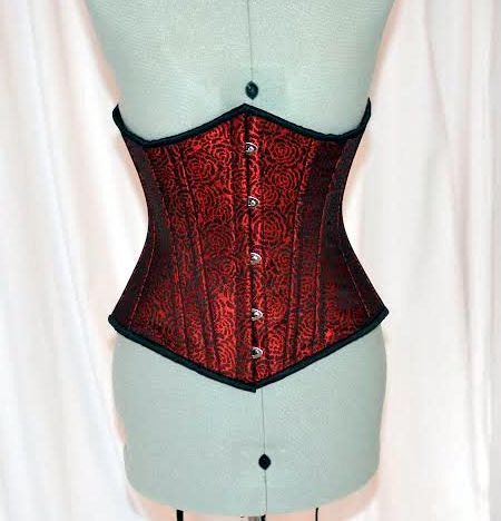 Steel boned underbust corset from red roses brocade made personally for you. Corsettery
