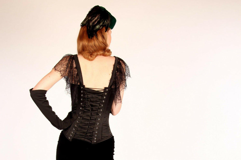 The Mildred Corset. Bespoke high quality authentic corset with brooch and laces on steel bones Corsettery