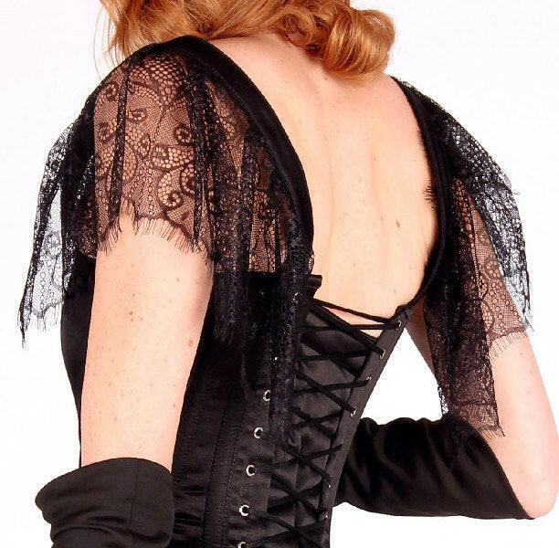 
                  
                    The Mildred Corset. Bespoke high quality authentic corset with brooch and laces on steel bones Corsettery
                  
                