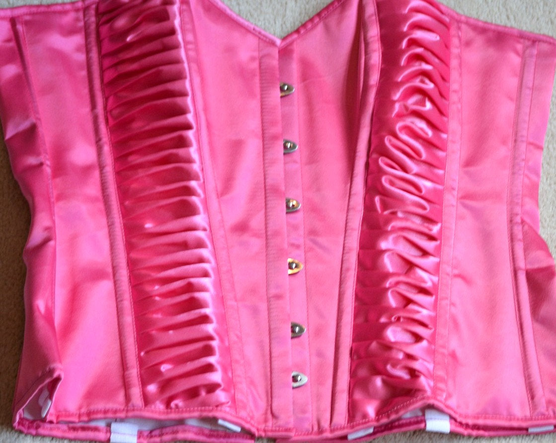 
                  
                    Exclusive satin overbust authentic corset with classy drapery. Steel-boned corset for tight lacing Corsettery
                  
                