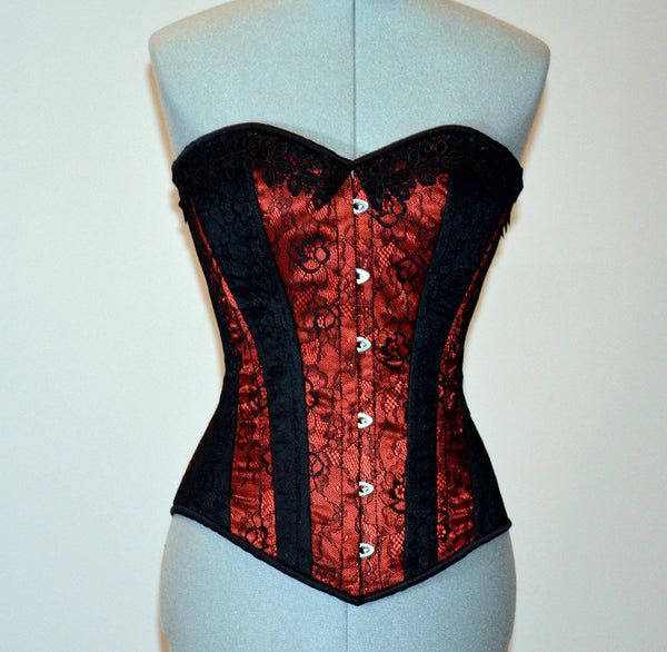 Classic satin overbust authentic corset with lace. Steel-boned corset ...