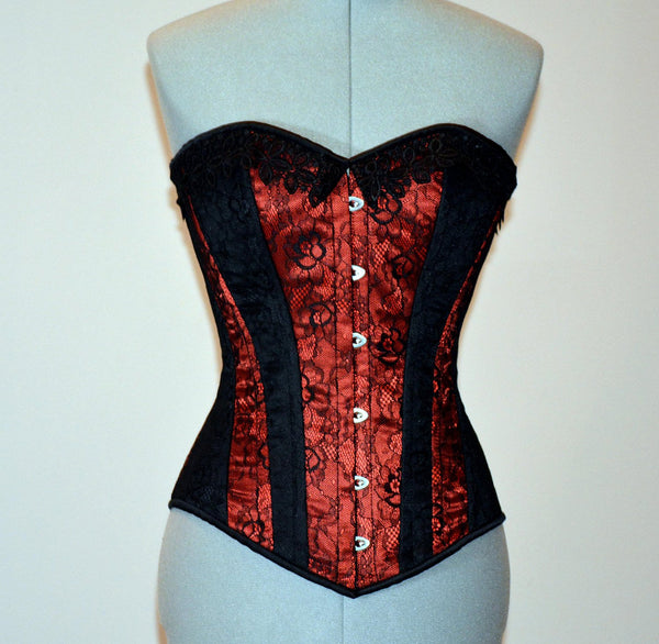 Corsetto overbust in raso nero - 17 colori Corsetto overbust in raso nero - 17 colori