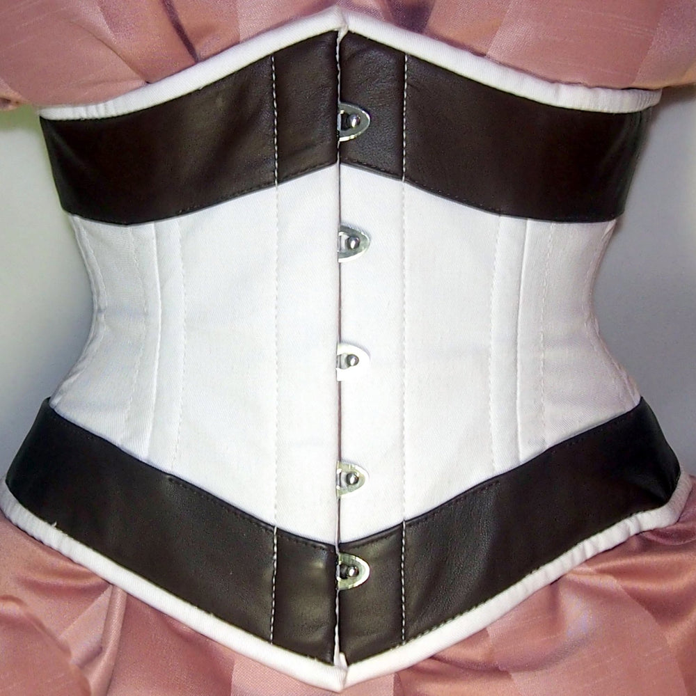
                  
                    Lambskin and cotton waist steel-boned authentic corset for waist training and tight lacing. Steampunk historical corset Corsettery
                  
                