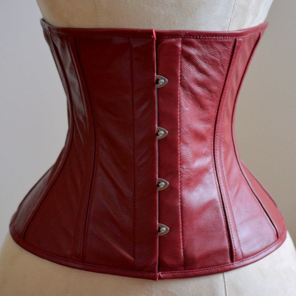 
                  
                    High quality lambskin waist steel-boned authentic corset of dark red color. Corset for tight lacing and waist training, steampunk, gothic Corsettery
                  
                