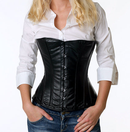 Real leather halfbust steel-boned authentic heavy corset, different colors, waist training corset. Corsettery